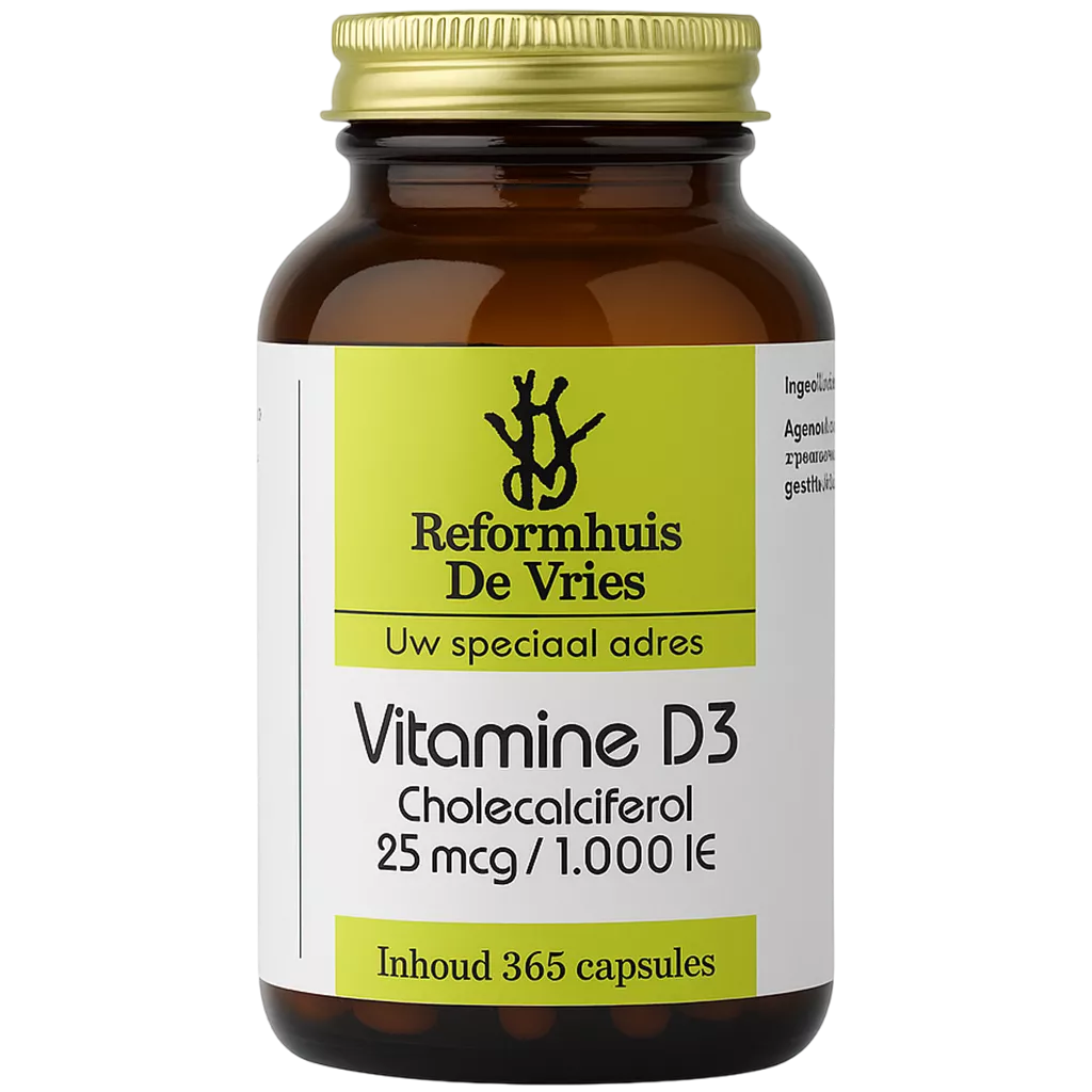 Vitamine D3 25 mcg (1000 IE) – Voor botten, spieren & immuunsysteem | 365 capsules