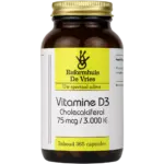 Vitamine D3 75 mcg (3000 IE) – Extra hoge dosering voor botten, spieren & weerstand | 365 capsules